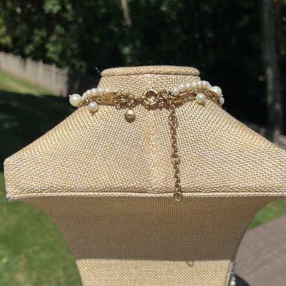 J CREW MULTI STRAND GOLD TONE AND PEARL NECKLACE - Picture 4 of 4